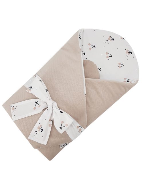 EKO takaró pamutból velúrral és kókusz belsővel masnival 75x75cm - Cherry