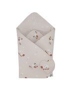 EKO Csecsemőkendő pamut kétoldalas 75x75 cm - Bees Stars Beige