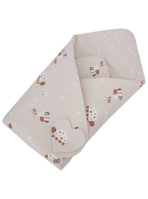 EKO Csecsemőkendő pamut kétoldalas 75x75 cm - Bees Stars Beige
