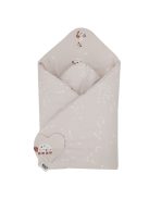 EKO Csecsemőkendő pamut kétoldalas 75x75 cm - Bees Stars Beige