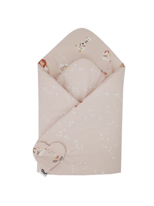 EKO takaró pamut kétoldalas My farm 75x75 cm - Powder pink