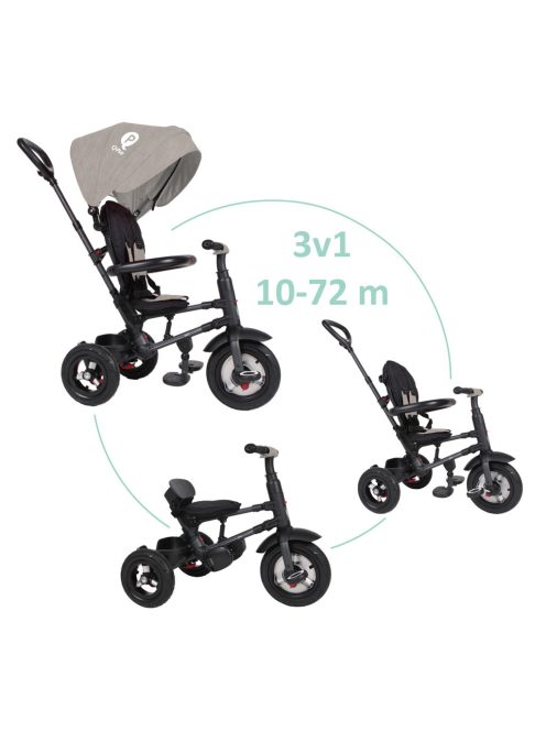 QPLAY Tricikli Rito air gel (Gumi) Grey, életkor 10-72 hónap