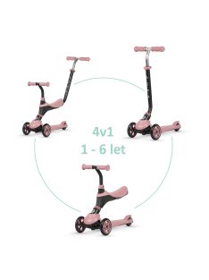   QPLAY Sema 5in1 Roller / Futóbicikli 1-6 éves korig, 50 kg-ig - Pink