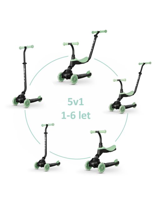 QPLAY futóbicikli / roller Sema Evo LED fényekkel Jade Green, kor 1 - 6 év, 50 kg-ig