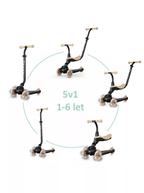 QPLAY Futóbicikli/roller Sema Evo LED fényekkel 1 - 6 év 50 kg-ig - Khaki