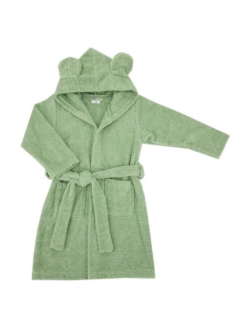 EKO Köntös pamutból kapucnival és fülekkel Olive green méret L 80-86