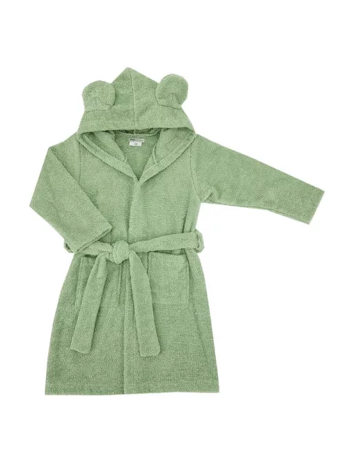 EKO Köntös pamutból kapucnival és fülekkel méret 80-86 - Olive green
