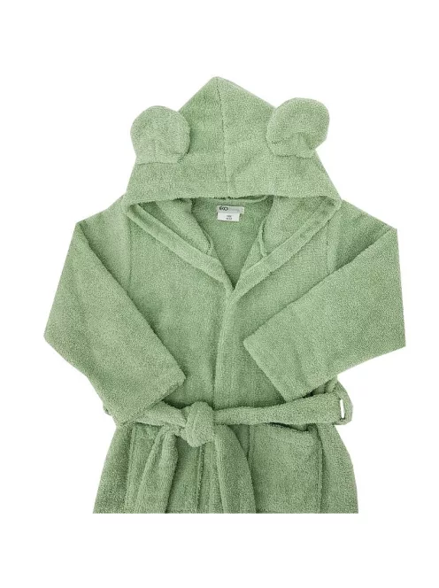 EKO Köntös pamutból kapucnival és fülekkel méret 80-86 - Olive green