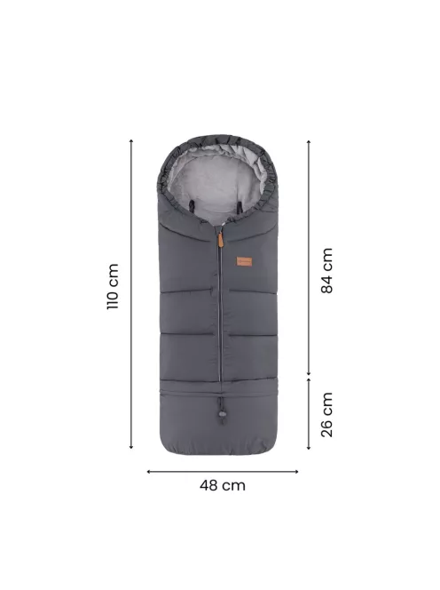 PETITE&MARS Téli szett Jibot 3in1 bundazsák + kézmelegítő kesztyű babakocsira Jasie Charcoal Grey