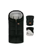 PETITE&MARS Téli szett Jibot 3in1 bundazsák + kézmelegítő kesztyű babakocsira Jasie Ink Black