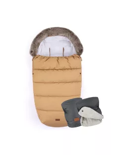   PETITE&MARS Bundazsák Comfy 4in1 Elegant Caramel + Kesztyű Jasie - Charcoal Grey