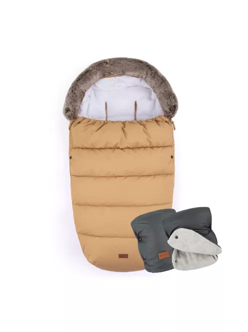 PETITE&MARS Bundazsák Comfy 4in1 Elegant Caramel + Kesztyű Jasie - Charcoal Grey