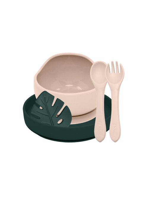 Petite&Mars Szilikon étkészlet, 4 db, Take&Match, Desert Sand - Misty Green, 6 hó+