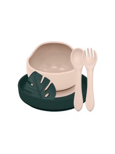   Petite&Mars Szilikon étkészlet, 4 db, Take&Match, Desert Sand - Misty Green, 6 hó+