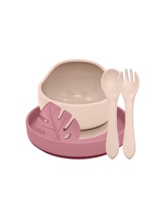   Petite&Mars Szilikon étkészlet, 4 db, Take&Match, Desert Sand - Dusty Rose, 6 hó+