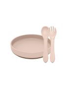 Petite&Mars Szilikon 2 részes étkészlet, tányér + evőeszközök, TAKE&MATCH, 6 hó+, Desert Sand