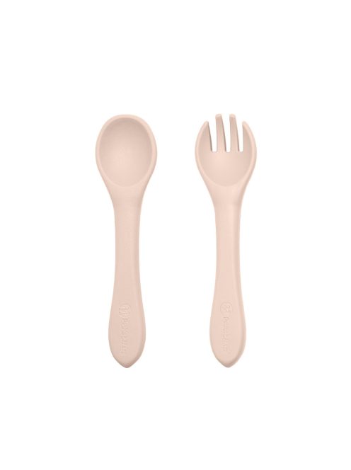 Petite&Mars Szilikon 2 részes étkészlet, tányér + evőeszközök, TAKE&MATCH, 6 hó+, Desert Sand