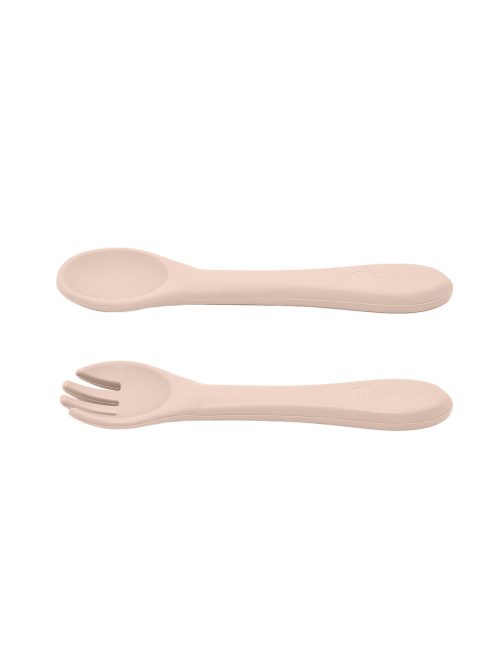 Petite&Mars Szilikon 2 részes étkészlet, tányér + evőeszközök, TAKE&MATCH, 6 hó+, Desert Sand