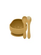 Petite&Mars Szilikon 2 részes étkészlet, tál + evőeszközök, TAKE&MATCH, 6 hó+, Intense Ochre