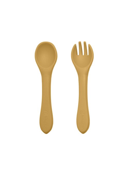Petite&Mars Szilikon 2 részes étkészlet, tál + evőeszközök, TAKE&MATCH, 6 hó+, Intense Ochre