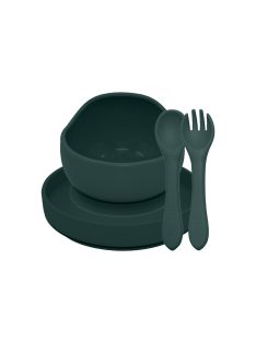   Petite&Mars Szilikon étkészlet, 3 db, Take&Match, Misty Green, 6 hó+