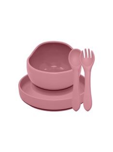   Petite&Mars Szilikon étkészlet, 3 db, Take&Match, Dusty Rose, 6 hó+