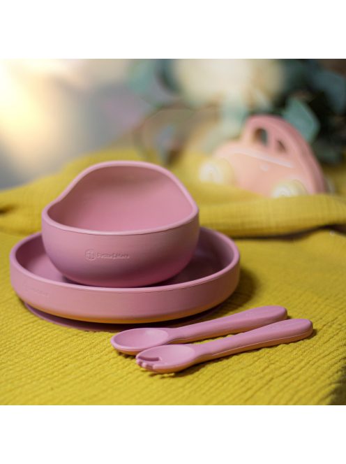 Petite&Mars Szilikon étkészlet, 3 db, Take&Match, Dusty Rose, 6 hó+