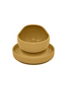   Petite&Mars Szilikon 2 részes étkészlet, tányér + tál, TAKE&MATCH, 6 hó+, Intense Ochre