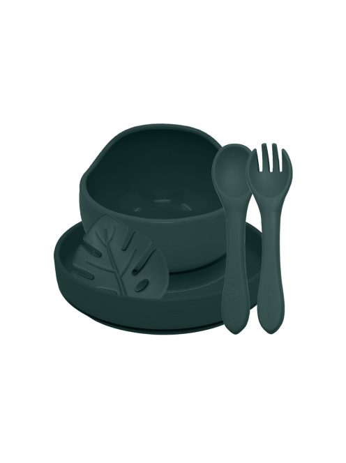 Petite&Mars Szilikon étkészlet, 4 db, Take&Match, Misty Green, 6 hó+