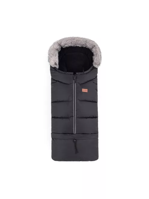PETITE&MARS Téli szett Arctic 4in1 bundazsák + kézmelegítő kesztyű babakocsira Furry - Forever Black