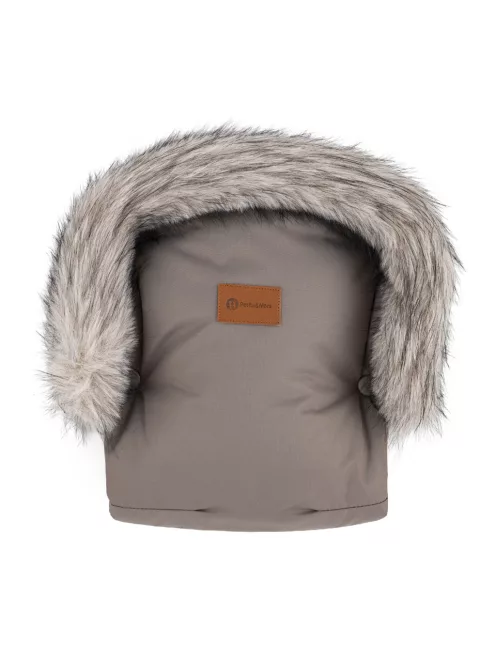 PETITE&MARS Téli szett Arctic 4in1 bundazsák + kézmelegítő kesztyű babakocsira Furry - Mocha Mousse