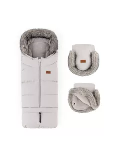   PETITE&MARS Téli szett Arctic 4in1 bundazsák + kézmelegítő kesztyű babakocsira Furry - Champagne Shower