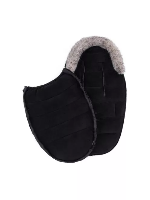 PETITE&MARS Téli szett Comfy 4in1 bundazsák + kézmelegítő kesztyű babakocsira Furry - Forever Black