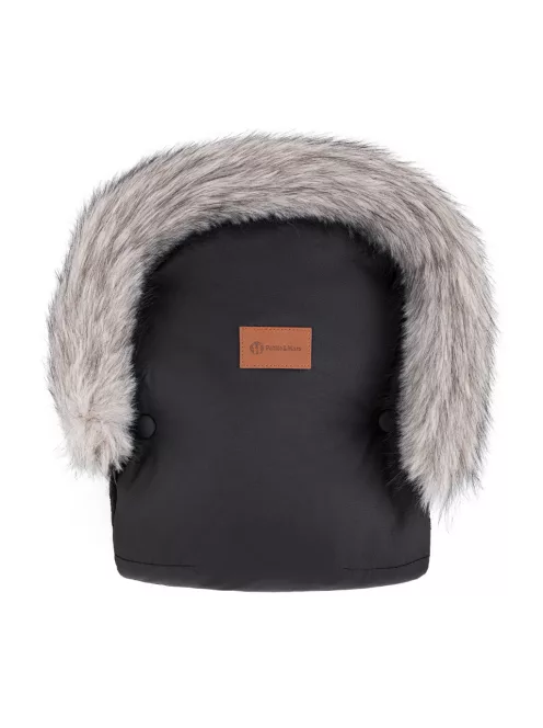 PETITE&MARS Téli szett Comfy 4in1 bundazsák + kézmelegítő kesztyű babakocsira Furry - Forever Black