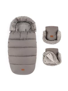   PETITE&MARS Téli szett Comfy 4in1 bundazsák + kézmelegítő kesztyű babakocsira Furry - Mocha Mousse