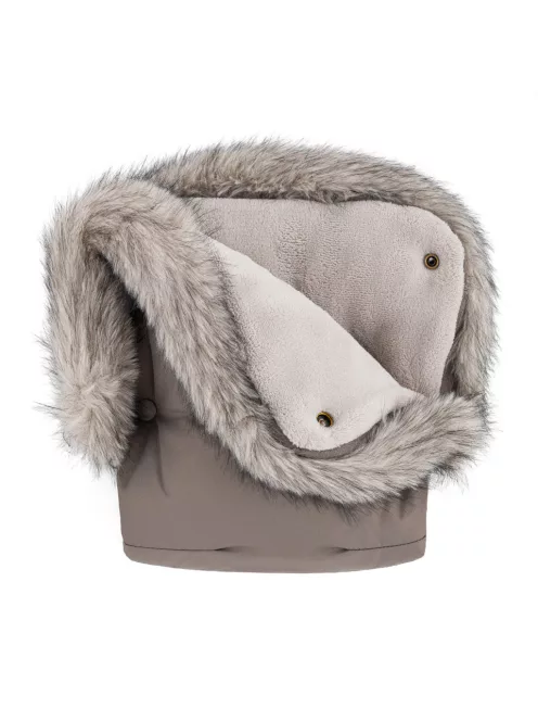PETITE&MARS Téli szett Comfy 4in1 bundazsák + kézmelegítő kesztyű babakocsira Furry - Mocha Mousse