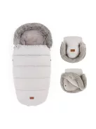 PETITE&MARS Téli szett Comfy 4in1 bundazsák + kézmelegítő kesztyű babakocsira Furry - Champagne Shower