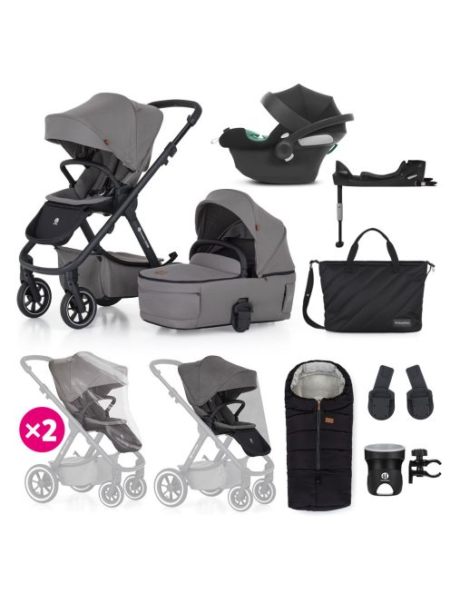 PETITE&MARS KÉSZLET Babakocsi 4v1 ICON Dove Grey XXL RWS + CYBEX Aton B2 i-Size