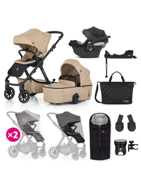 PETITE&MARS KÉSZLET Babakocsi 4v1 ICON Mocha Beige XXL RWS + CYBEX Aton B2 i-Size