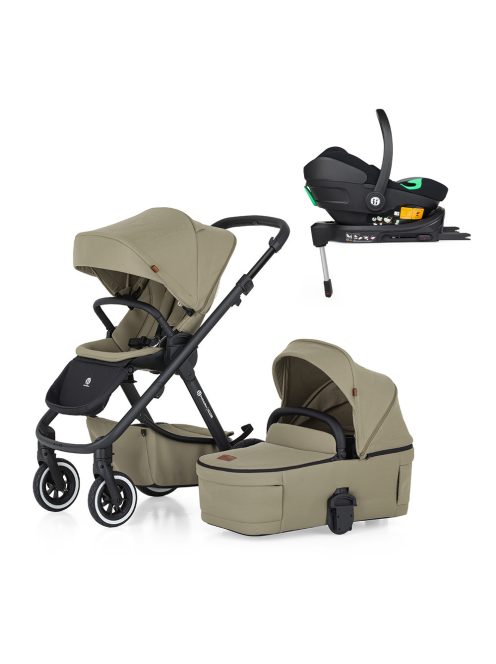 Petite&Mars Kombinált babakocsi ICON 2in1 Mossy Green LITE AIR + Core Pro i-Size Black Grey + Bázis
