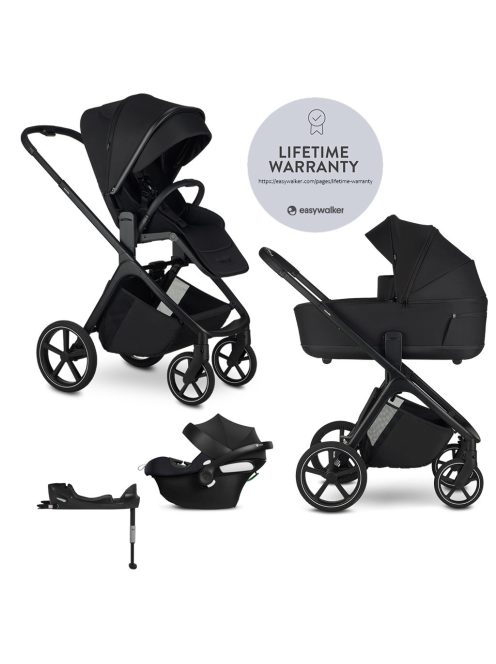 EASYWALKER Kombinált babakocsi Zoey Pure Black + CYBEX Aton B2 i-Size + bázis