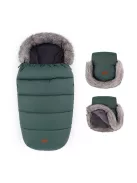 PETITE&MARS Téli szett Comfy 4in1 bundazsák + kézmelegítő kesztyű babakocsira Furry - Veritable Khaki