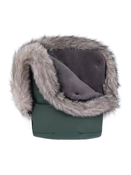 PETITE&MARS Téli szett Comfy 4in1 bundazsák + kézmelegítő kesztyű babakocsira Furry - Veritable Khaki