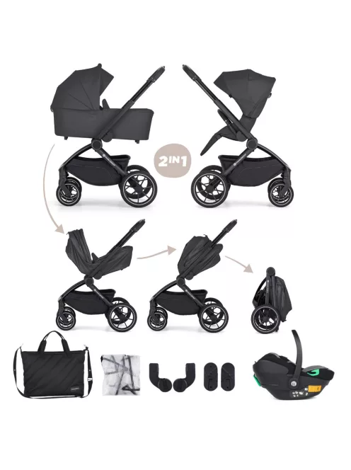 PETITE&MARS Kombinált babakocsi SCOUT 3 az 1-ben Core Pro i-Size - Anthracite Moon