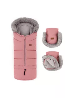   PETITE&MARS Arctic 4v1 téli bundazsák szett + babakocsi kézmelegítő Furry - Old Rose