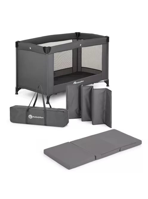 PETITE&MARS Utazóágy Koot Lite matraccal Foldie, Dark Grey