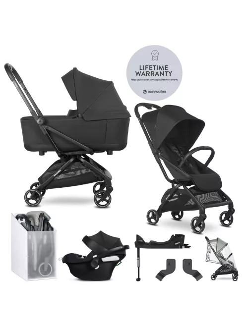 EASYWALKER Babakocsi szett 4 az 1-ben Rockey S + CYBEX Aton B2 i-Size + bázis - Pure Black