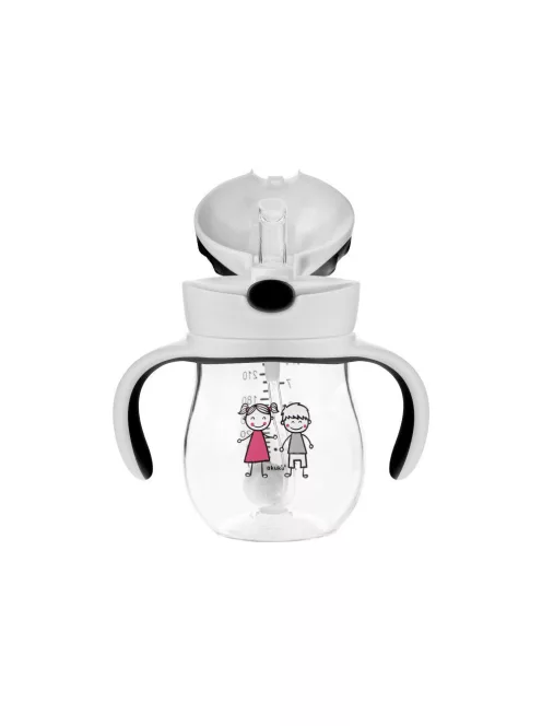 Akuku Tanulópohár súlyozott szívószállal – Szürke