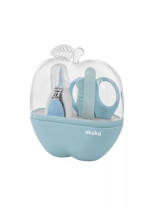 Akuku Babaápoló szett, alma alakú tokban – Kék