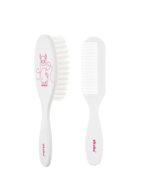 Akuku Fésű és hajkefe szett, nylon sörtékkel – Láma